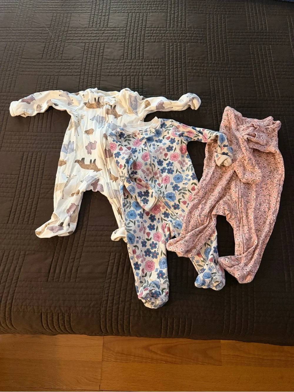 Carter's Floral & Animal Print Baby Footed One-Pieces in Pink, Blue, White